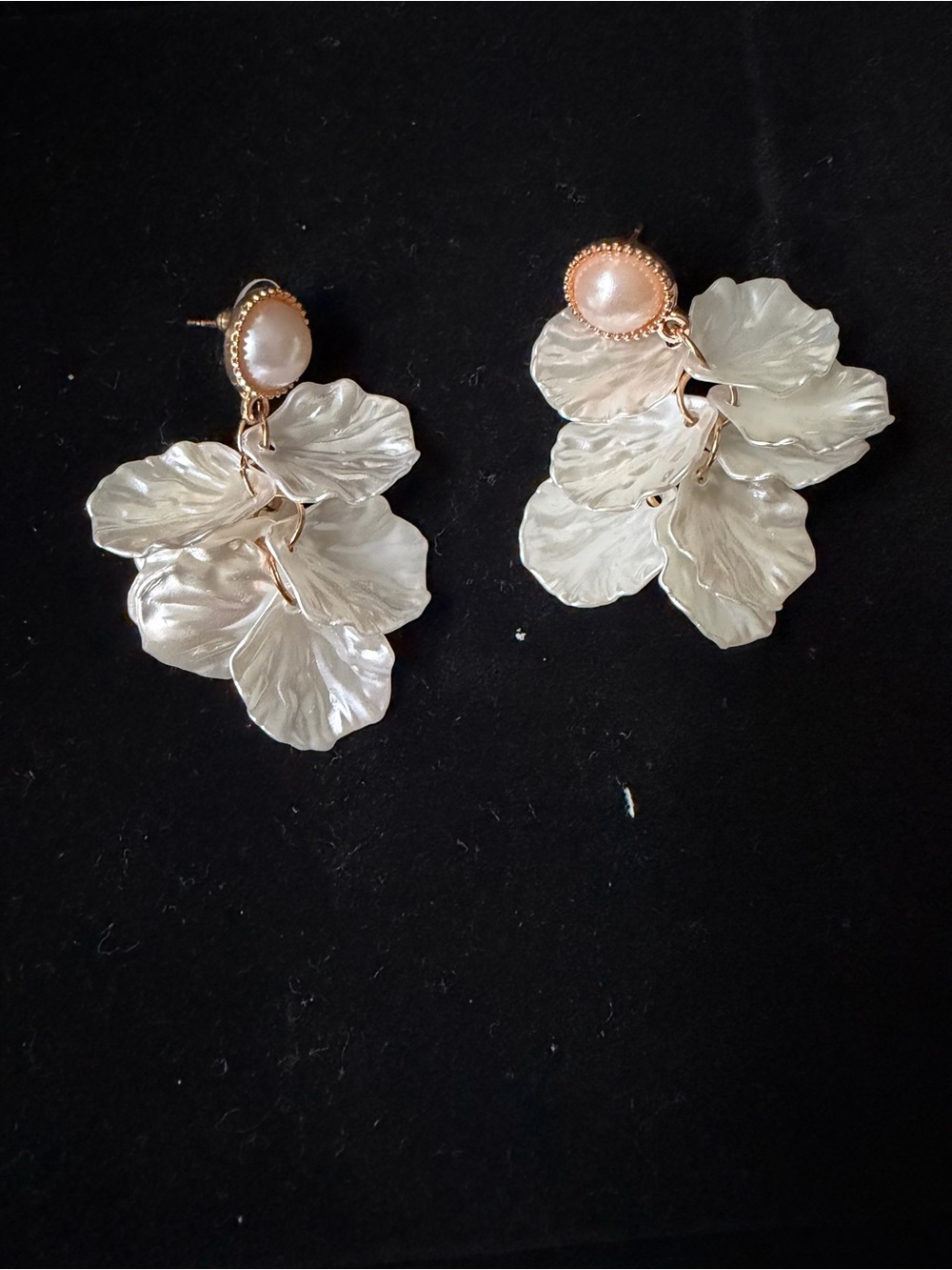 Macy's Pearl and Gold Floral Drop Earrings